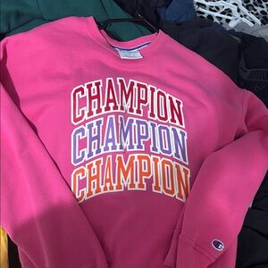Champion Pink Sweatshirt with Multicolor Logo